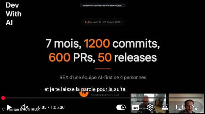 Dev with AI talk: 7 months, 1200 commits, 600 PRs, 50 releases from a 4-person AI-first team